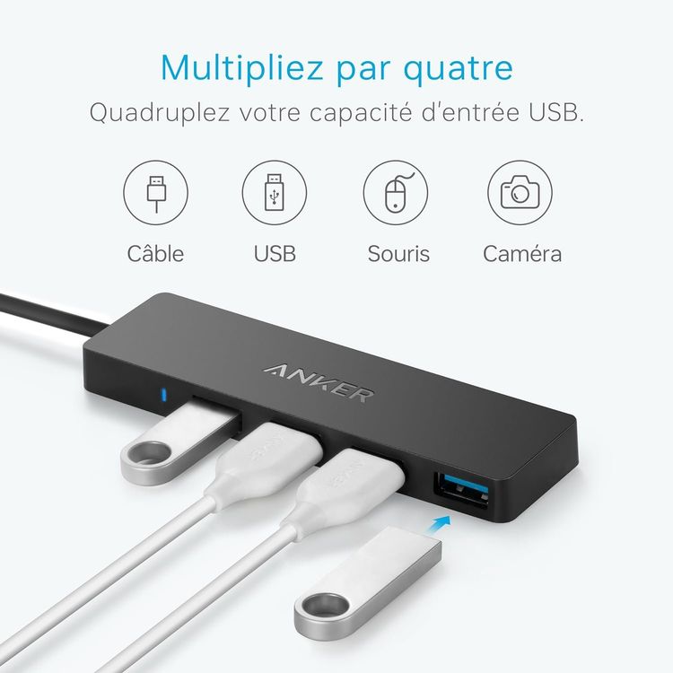 Hub USB 4 ports USB-A 3.0 | Ultra-rapide & Compact