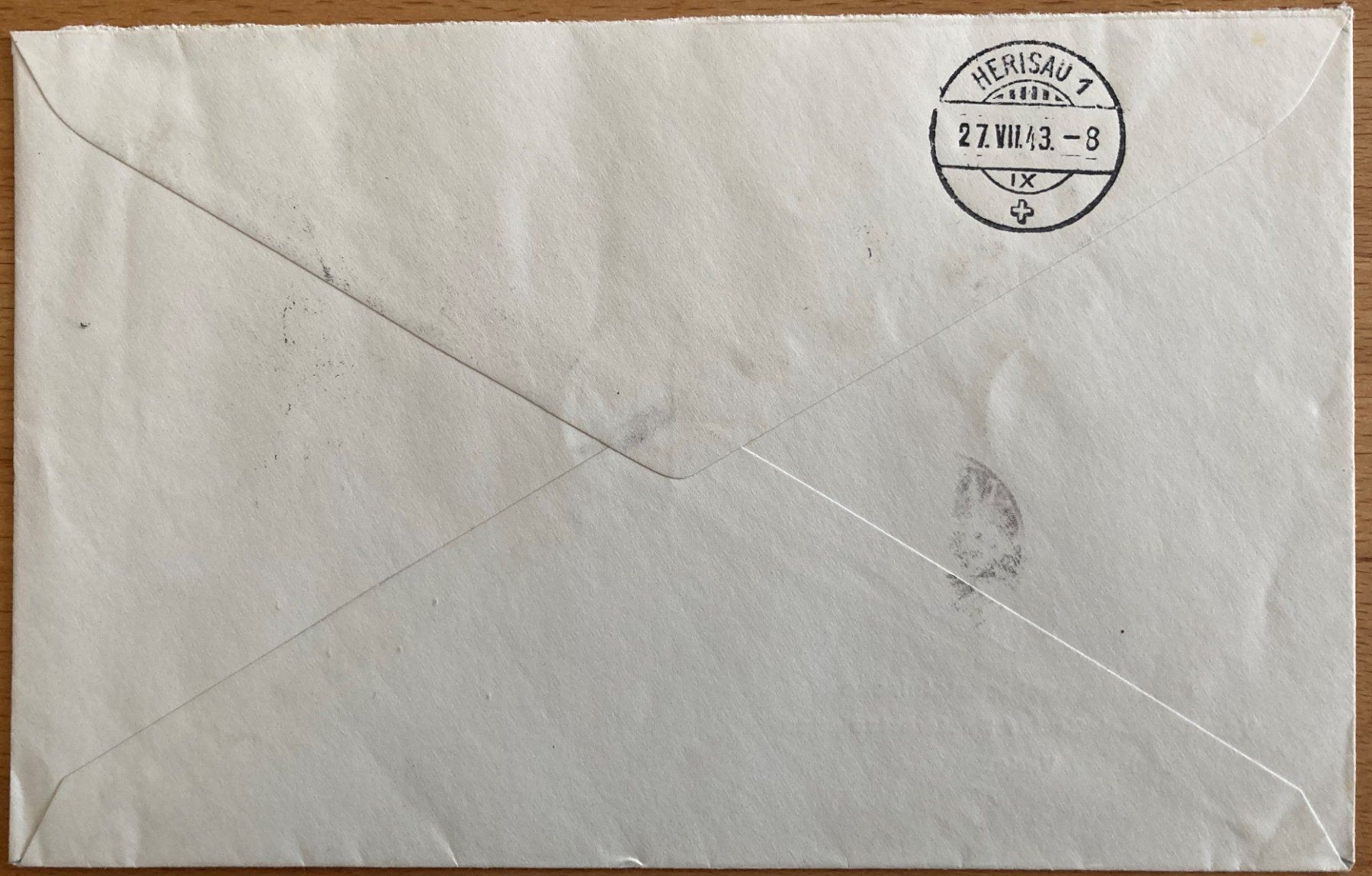 R Beleg FL 1943 Fürstenbilder III SBK 50 Fr (Gebraucht) in Flawil für