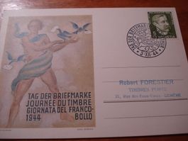 Karte Tag der Briefmarke 1944 Winterthur, gelaufen