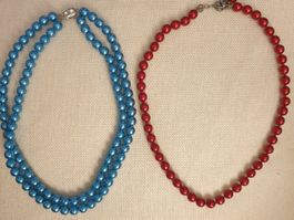 2 Vintage Perlen Kette faux