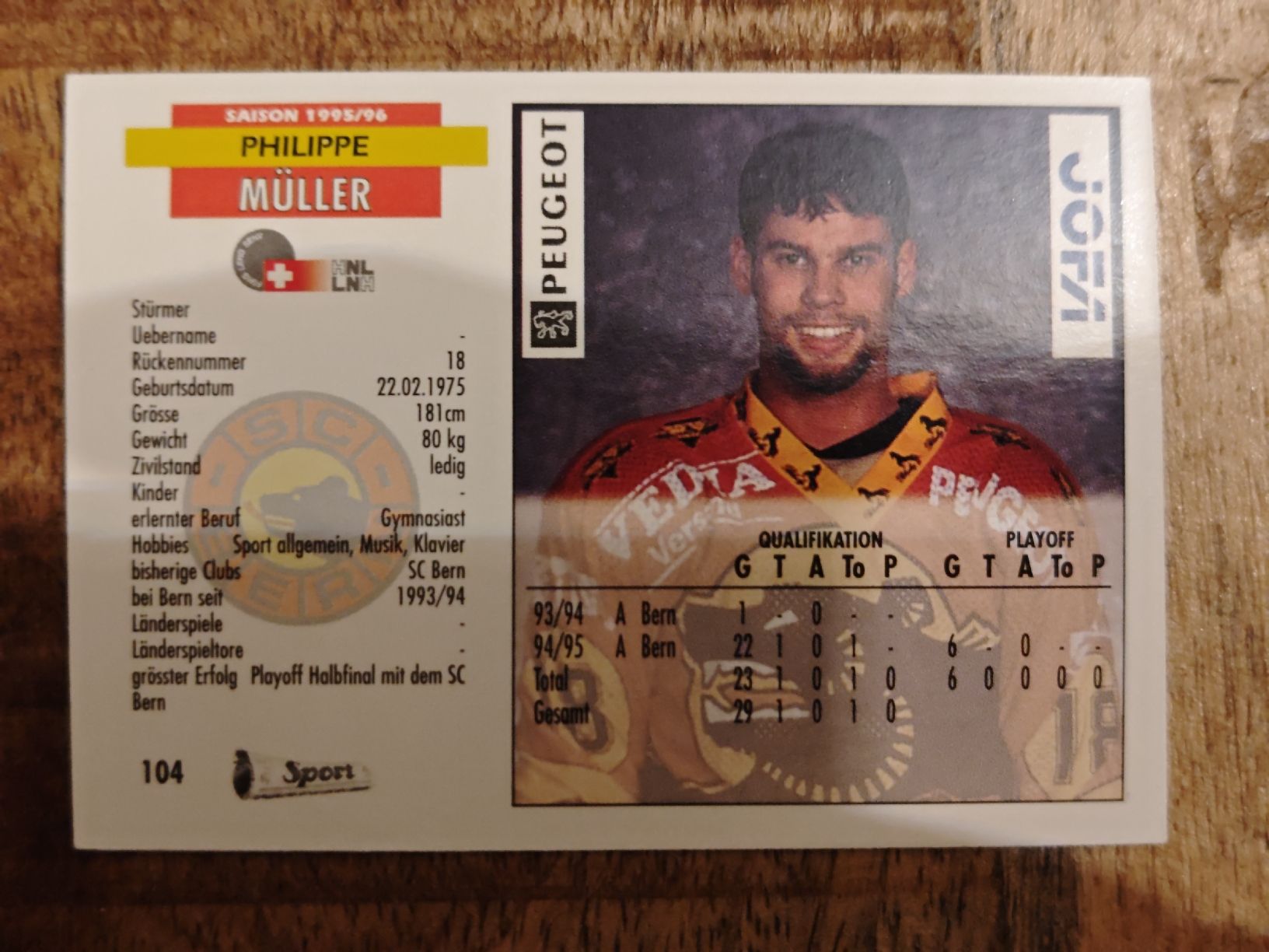 Carte collezionabili: Philippe Müller SC Bern - seltene Eishockey Karte 95/96 – Usato da Dübendorf venduto da kb86_MOVIE 1
