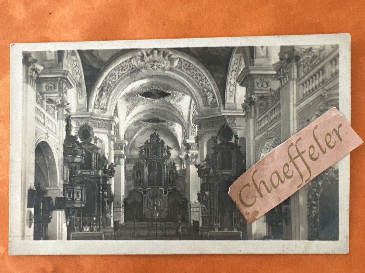 Ansichtskarten: Abteikirche Disentis, Das Chor restauriert 1913! – Gebraucht aus Zürich von Chaeffeler
