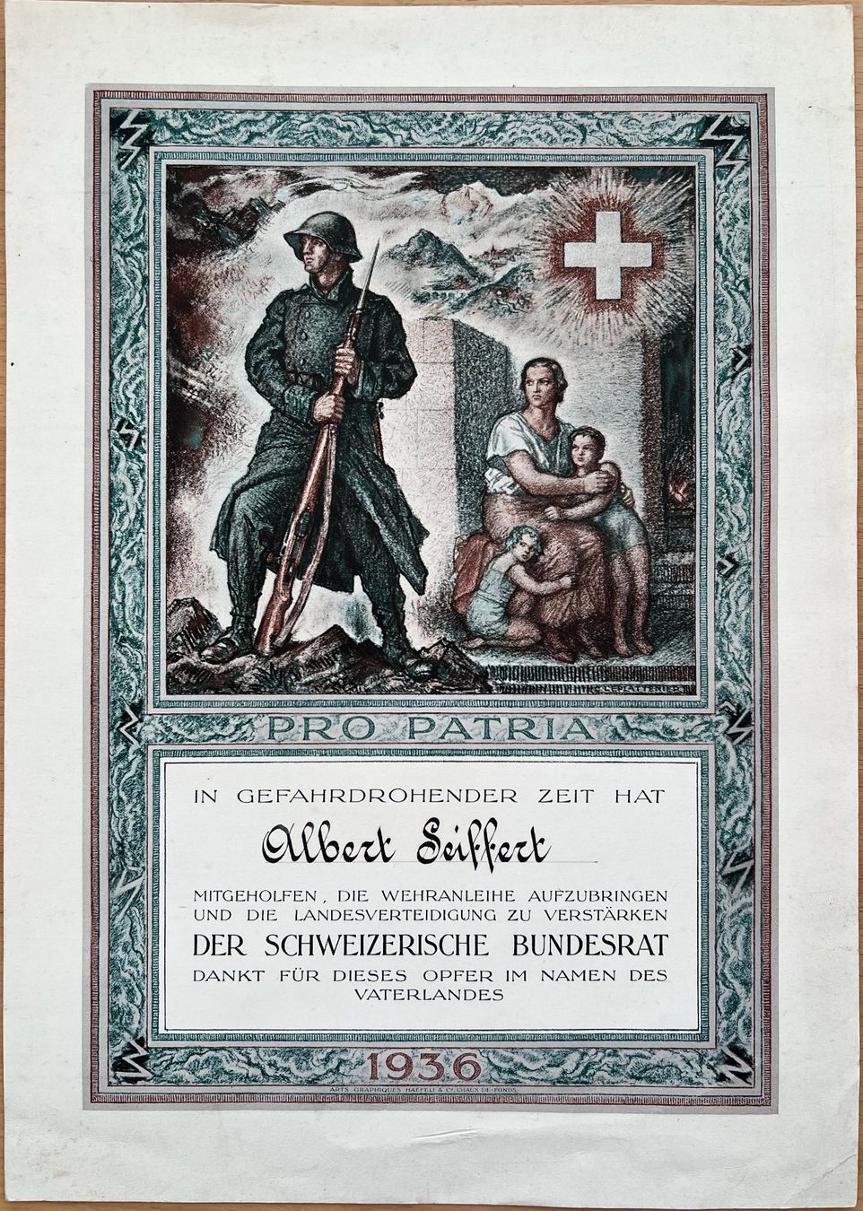 Tutti i francobolli: 1936 Urkunde Wehranleihe Pro Patria ab 5.- – Usato da St. Gallen venduto da Cheirodon
