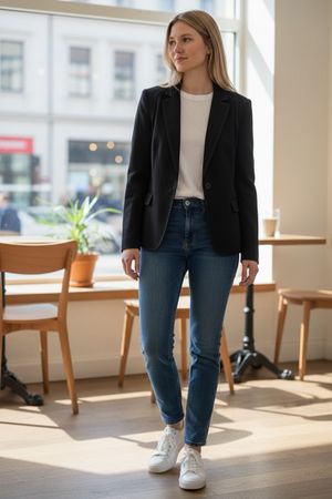 Veste / Blazer noir Maison 1.2.3, surpiqûres, taille 38 FR