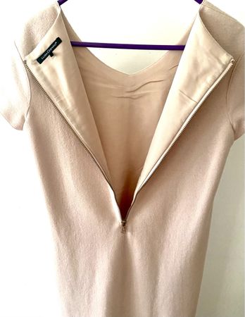 LUISA CERANO Luxus Etuikleid aus 100% Schurwolle, Gr.40/Nude