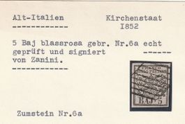 Italien-Kirchenstaat Nr.6a Marke geprüft,signiert Zanini