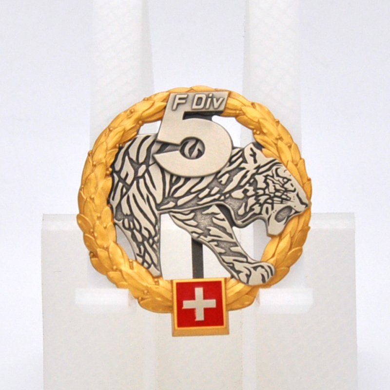 Schweizer Armee Placchette & Badge: Béretemblem Felddivision 5 Goldrand – Usato da Uerkheim venduto da fabulafero