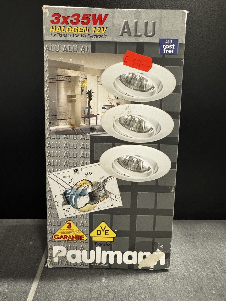 Paulmann Lampadari & plafoniere: Paulmann ALU Halogen Einbauspots, 3er Set, Neuwertig! – Nuovo e nell'imballaggio originale da Affeltrangen venduto da Fuelli03