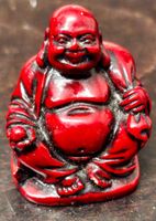 Roter Buddha, Glücksbringer Figur, Glücksbuddha Statue