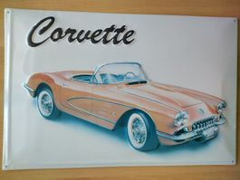 Blechschild Chevrolet Corvette – 39 x 60 cm – 3D-geprägt