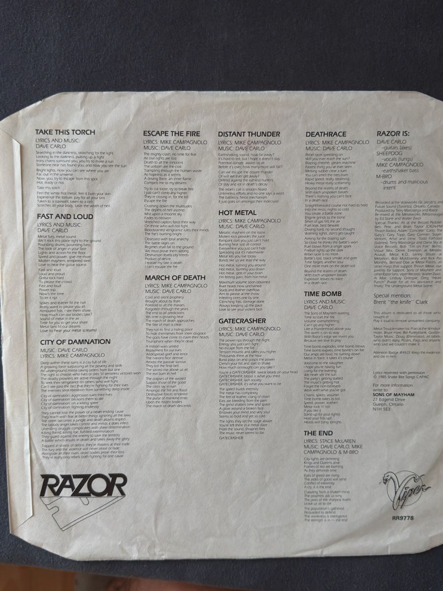 Dischi in vinile: Razor – Executioner’s Song + Malicious Intent OG Bundle – Usato da Muttenz venduto da Petar777 9