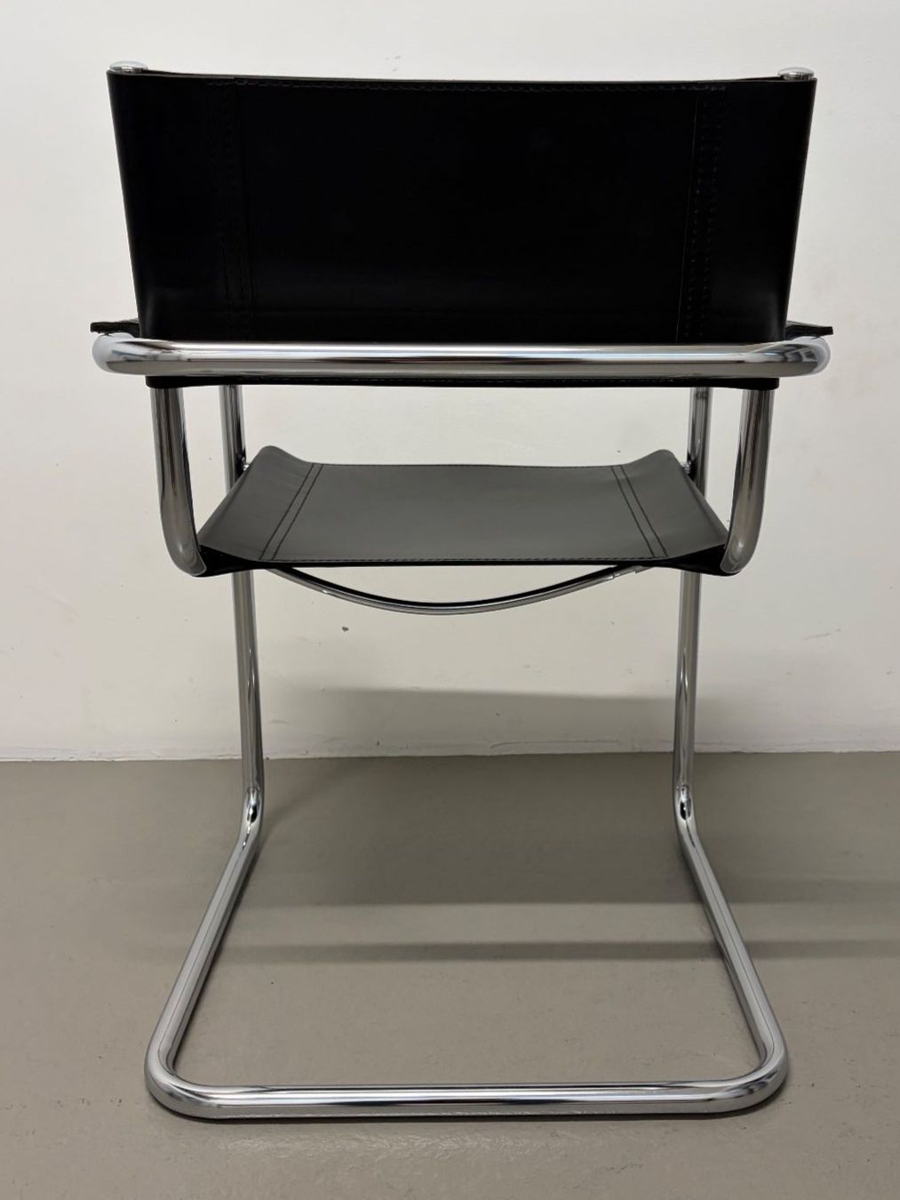 Sessel: Freischwinger Sessel / Stahlrohr / Leder – Gebraucht aus Zürich von Stuchi1 2