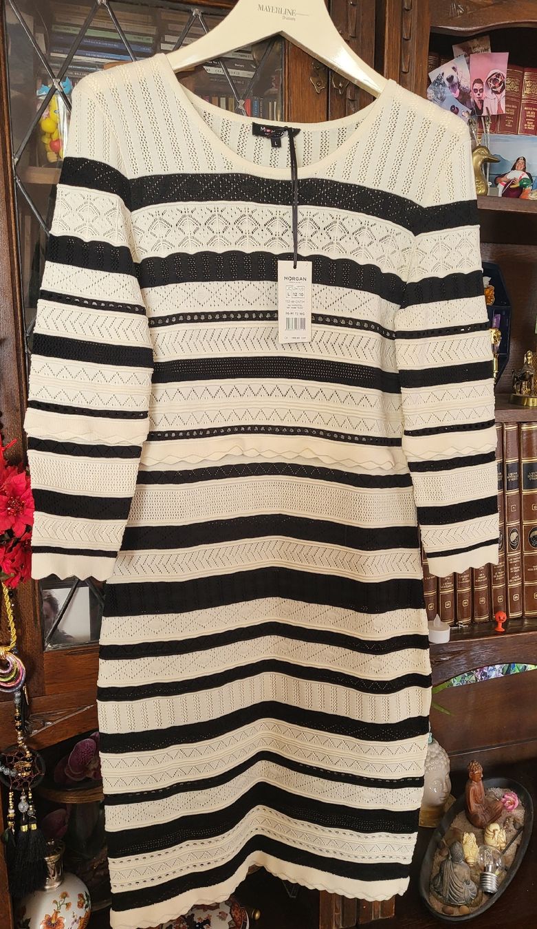 Morgan Vestiti: Neuve Robe pull Morgan rayée taille L Étiquette 🏷️ – Nuovo (secondo la descrizione) da Vevey venduto da Cheyenne18