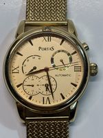 PORTAS Automatik Uhr Goldfarben Mesh Armband