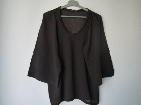 elegante dunkle BALLY Bluse aus Seide & Wolle Gr.38