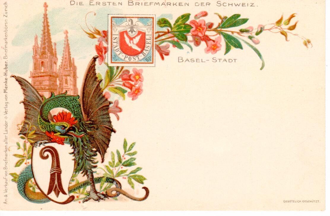 Ansichtskarten: die ersten Briefmarken der Schweiz Basel Stadt – Gebraucht aus Wolhusen von Curver9