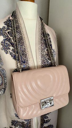 Seidenfelt Tasche puderrosa silber 20x15cm wie Chanel