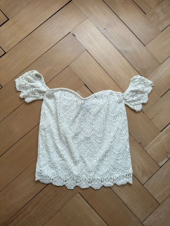VERO MODA - Carmen Spitzen Shirt weiss XS