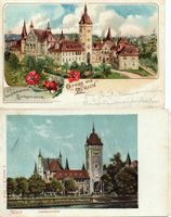 2 Stk. LITHO Gruss aus ZÜRICH Das Schweiz. Landesmuseum