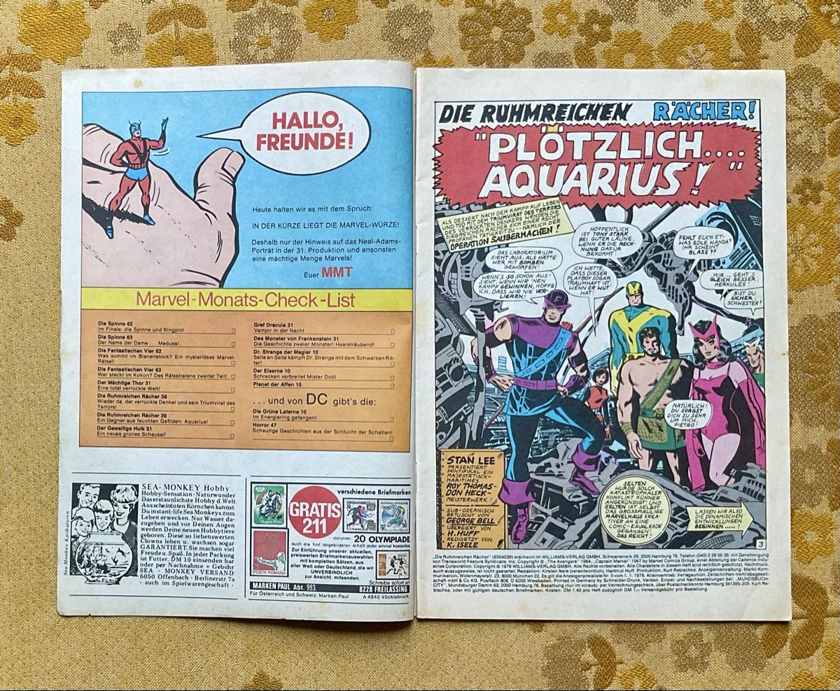 BD: Die Ruhmreichen Rächer Heft Nr 39 von 1976 – D'occasion à Endingen par nathan05 1