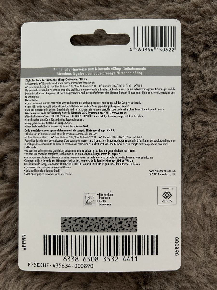 Buoni: Nintendo eShop Guthaben GÜLTIG 75CHF – Nuovo e nell'imballaggio originale da Kirchberg BE venduto da SnoringMan 1