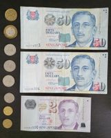 Singapore Dollar Noten und Münzen, Total 104.80 SGD