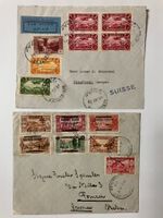 Libanon 1931/38, 2 saubere Luftpost Briefe in die Schweiz+It