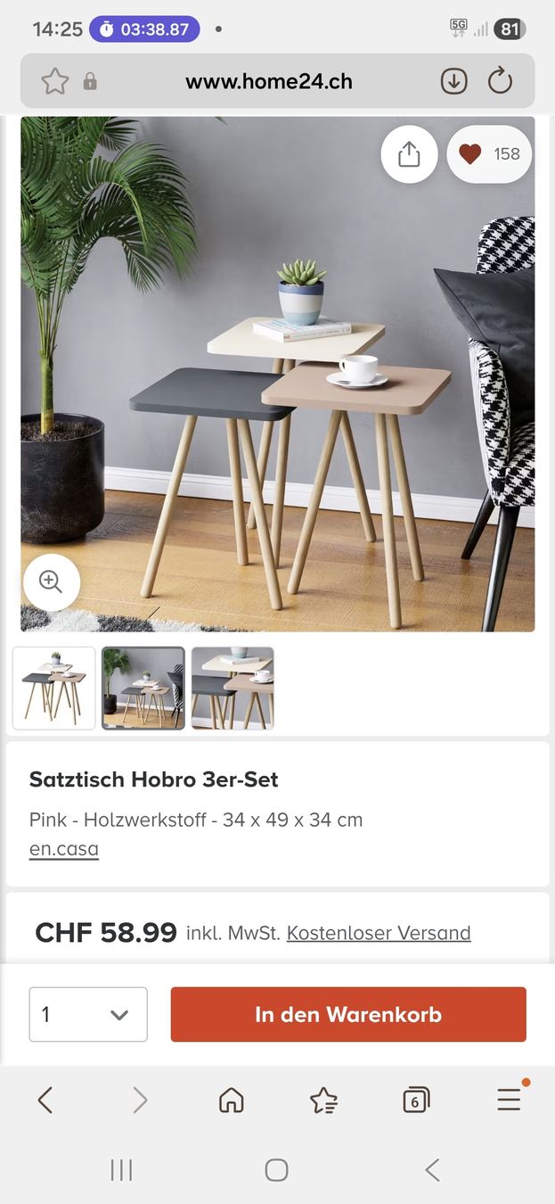 Set di tavolo e panche: 3satz Beistelltische 3er Set – Usato da Suhr venduto da kal_9958
