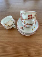 Geschirrset: 5 Teetassen mit Untertellern, Vintage Stil