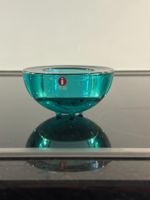 Teelicht Glas blau-grün H. Koskinen Iittala Ballo Finnland