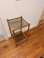 Vintage Beistelltisch /Minibar – Messing-Gold mit Glasplatte