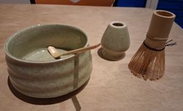 Matcha Bowl mit Bamboo Whisk, Whisk Holder und Bamboo Spoon