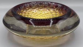 Murano Stil Art Glass Schale amber gold massiv 17cm Vintage