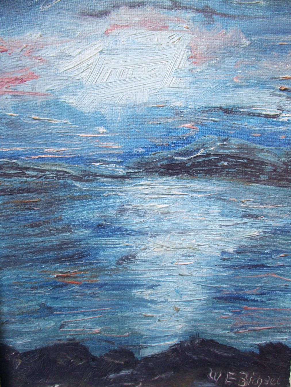 Gemälde: W.E. BICHSEL : Reflets sur la mer (clair de lune) – Gebraucht aus Petit-Lancy von kine 2