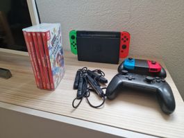 Nintendo Switch Konsole + Pro Controller + 5 Games