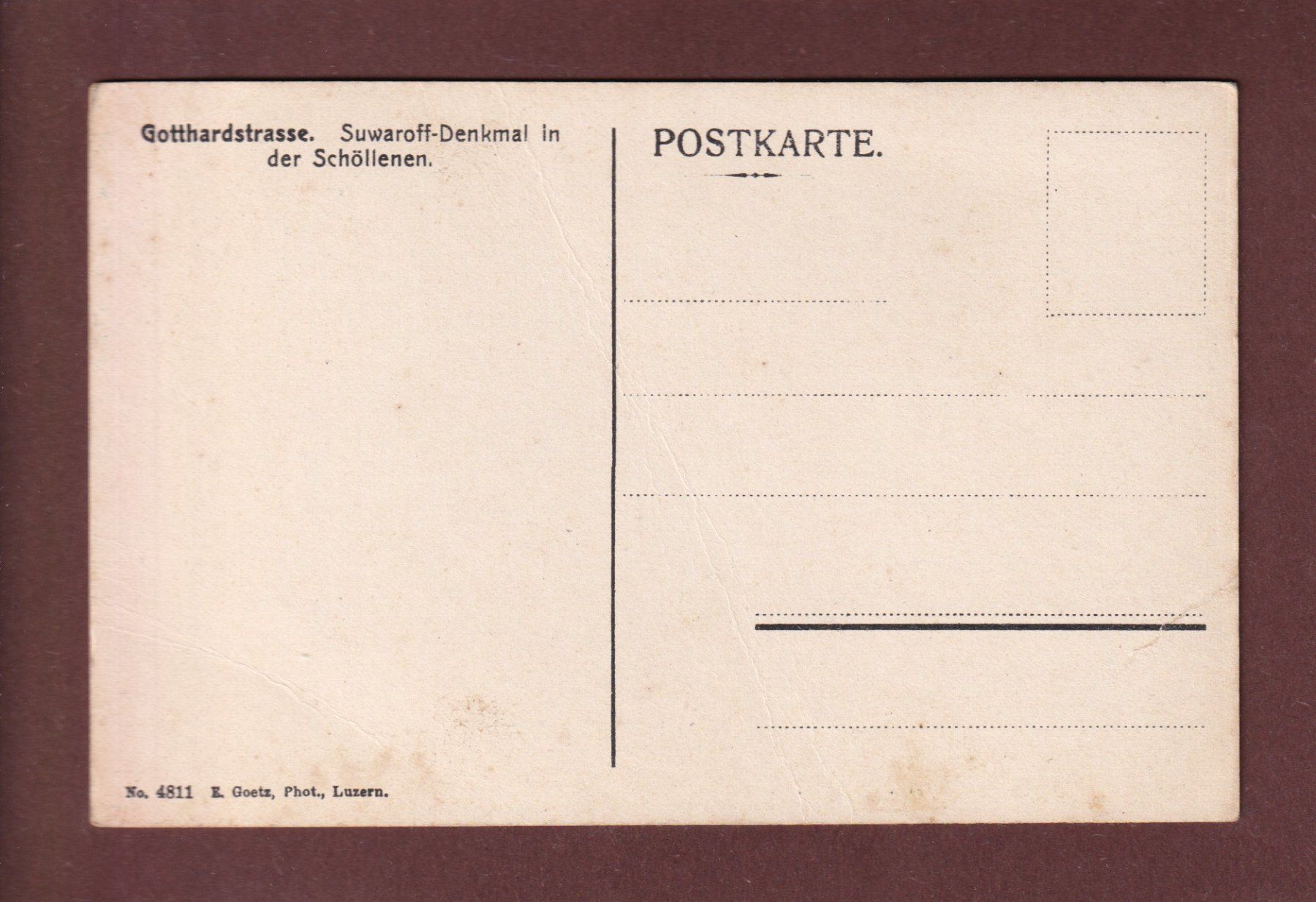 Cartoline postali: Gotthardstrasse - SUWAROFF-DENKMAL // Falte // – Usato da Pully venduto da nicecards-shop 1