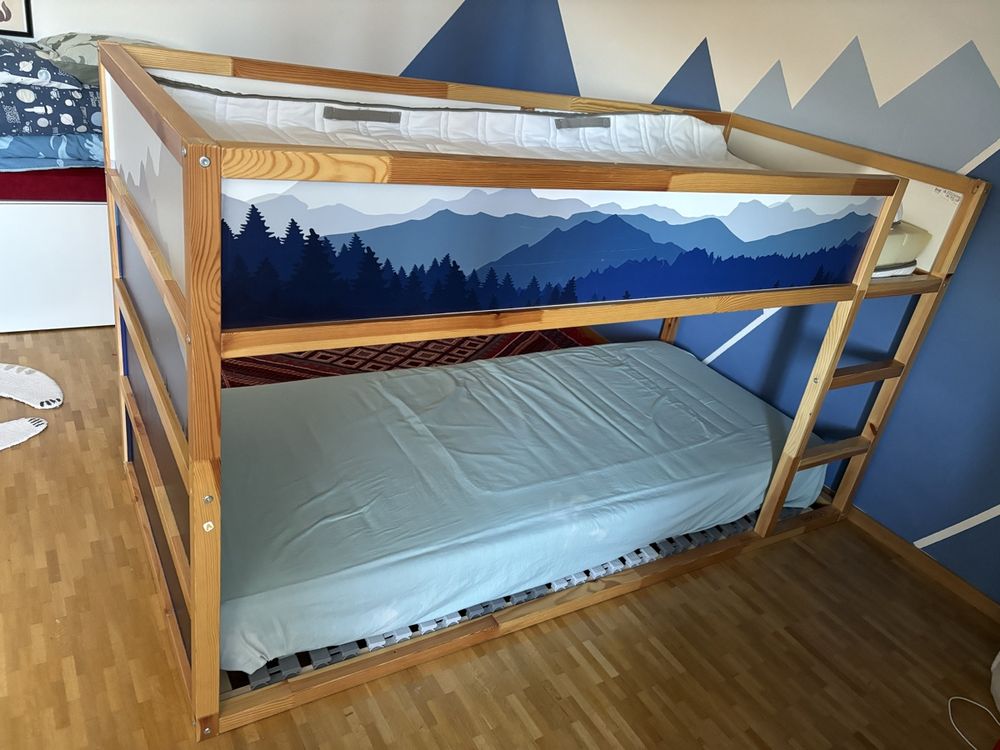 IKEA Kura Bed with two mattresses with mountains decorations (Gebraucht ...