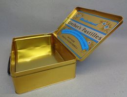 Reklame Grethers Pastillen / Blech-Koffer