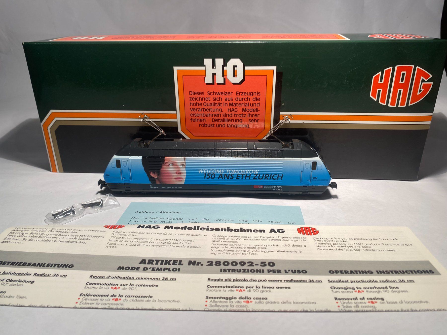 Hag Modellini di ferrovie: HAG E-Lok RE460 SBB "ETH" ,  AC Digital – Usato da Buchrain venduto da Modellbahn11