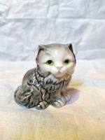 Katzefigur aus Porzellan, Grau-Weiss, Vintage, Top! Goebel