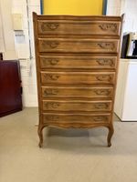 Antiker Kommodenschrank mit 7 Schubladen, hellbraun, Vintage