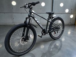 24 Zoll Kindervelo 7-Gang Aluminium Magn. Schwarz Glanz NEU