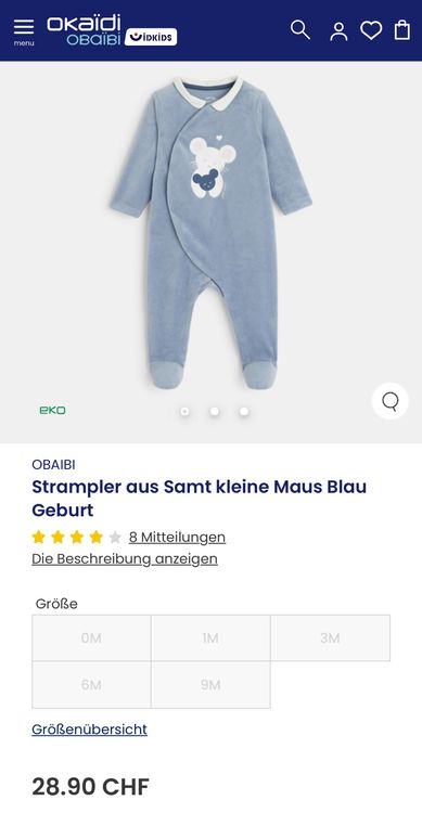 Okaidi : Pyjama bébé 1 mois