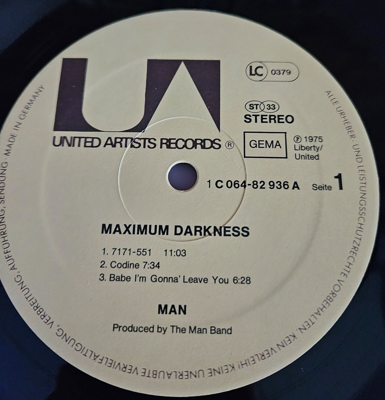 Dischi in vinile: Vinyl Schallplatte  Man Maximum  Darkness 1980 – Usato da Bertschikon Gossau venduto da simla09 2