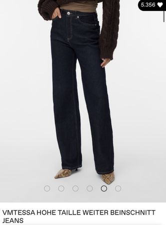 Wide Straight Leg Jeans, Dark Blue Wash, Vero Moda