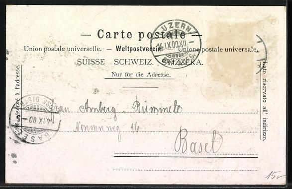 Cartoline postali: Litho Luzern, Ansicht vom Gütsch, Bahnh – Usato da Berlin venduto da bartko-reher 1