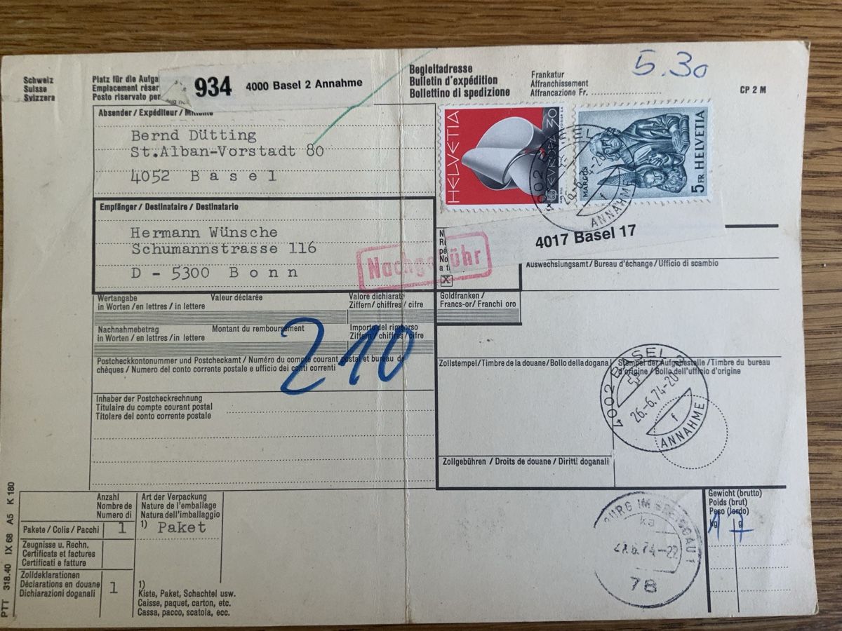 Tutti i francobolli: Historisches Doppel-Militärpaket-Formular Post Schweiz-Deuts – Usato da Binningen venduto da chr_cr5n