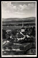 AK Belp, Kirche und Pfarrhaus, Teilansicht mit Landschaftsbl