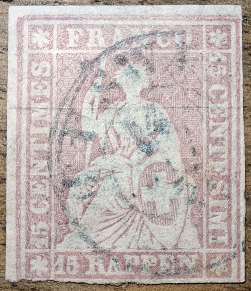 Tutti i francobolli: Strubel 24F Kat. 450.-  – Usato da Balgach venduto da SIMEON27