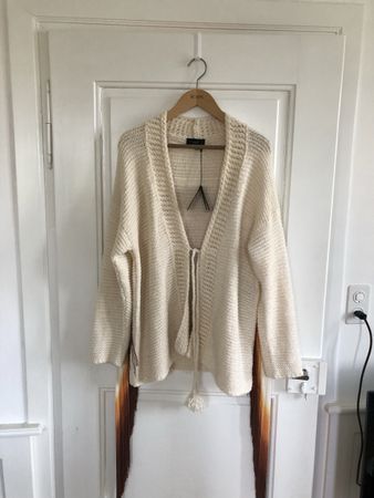 Neu : Alanui Cardigan ecru mit Fransen Cottonmix M NP 1300